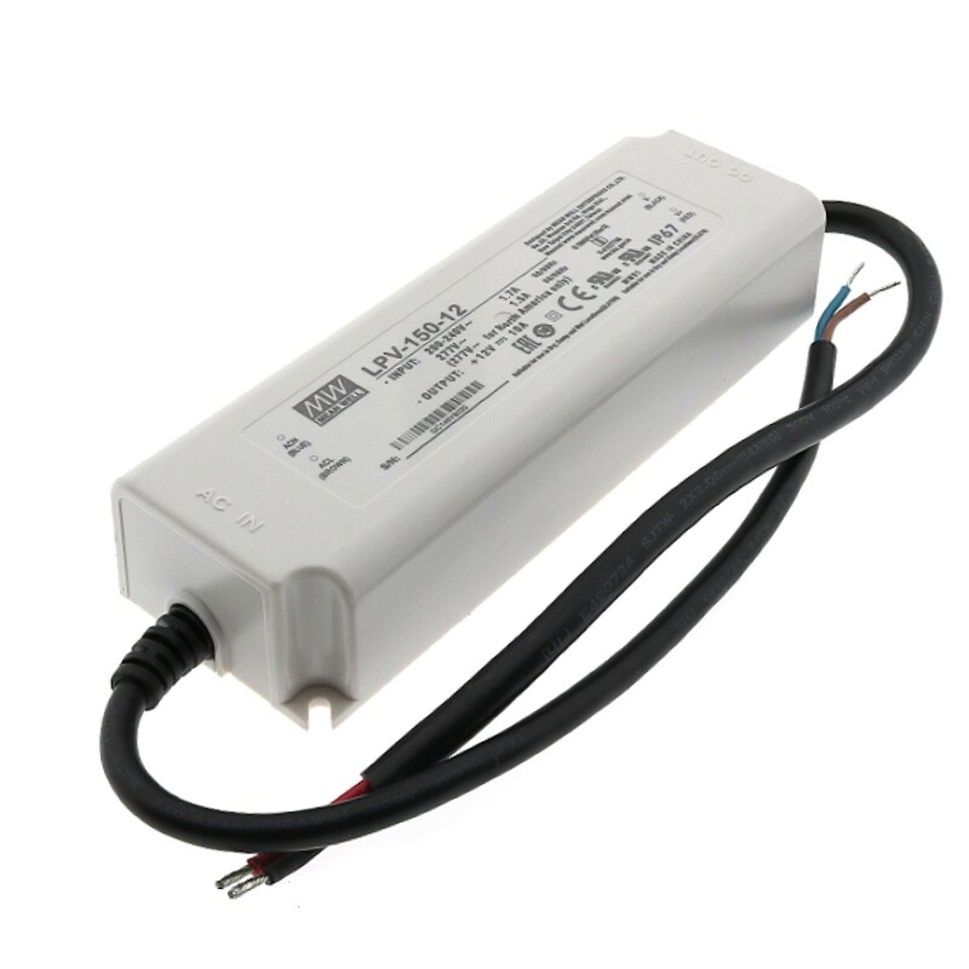 Fuente de alimentación para tiras LED Mean Well 150W 12VDC IP67 - 1