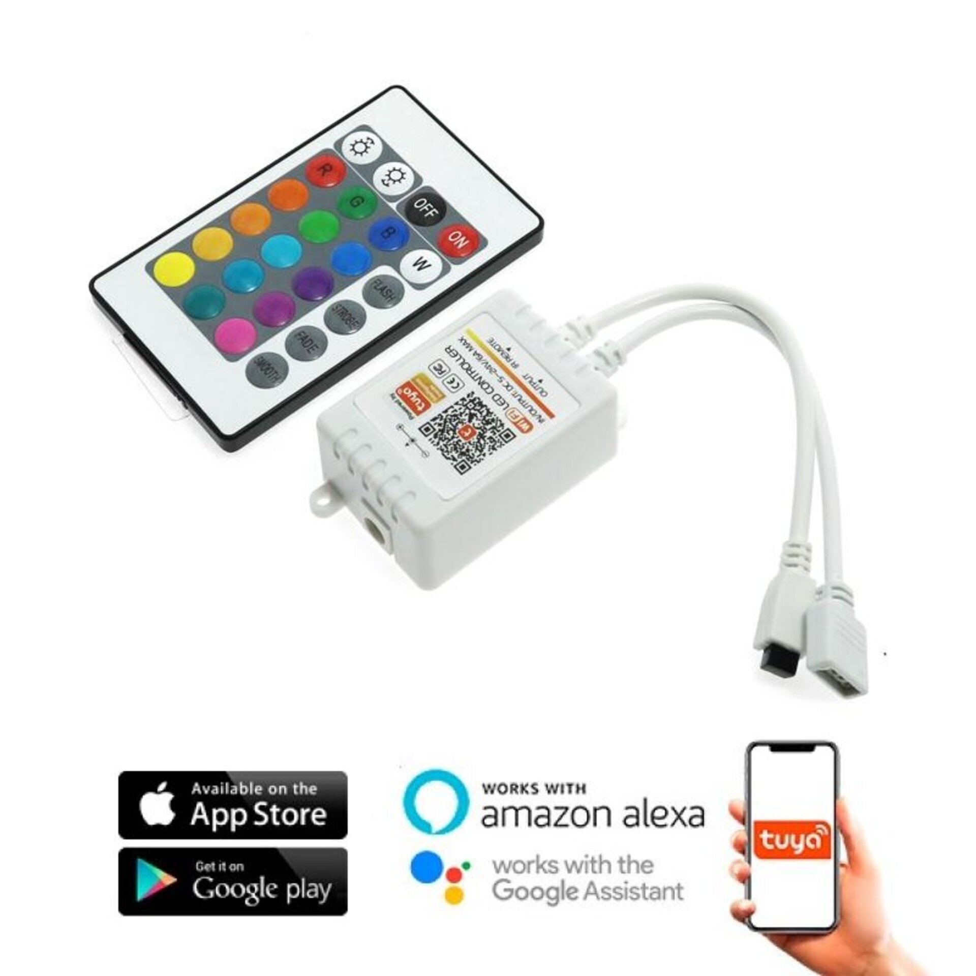 Controlador mini SmartHome para tiras led RGB con control remoto por IR / APP - 1