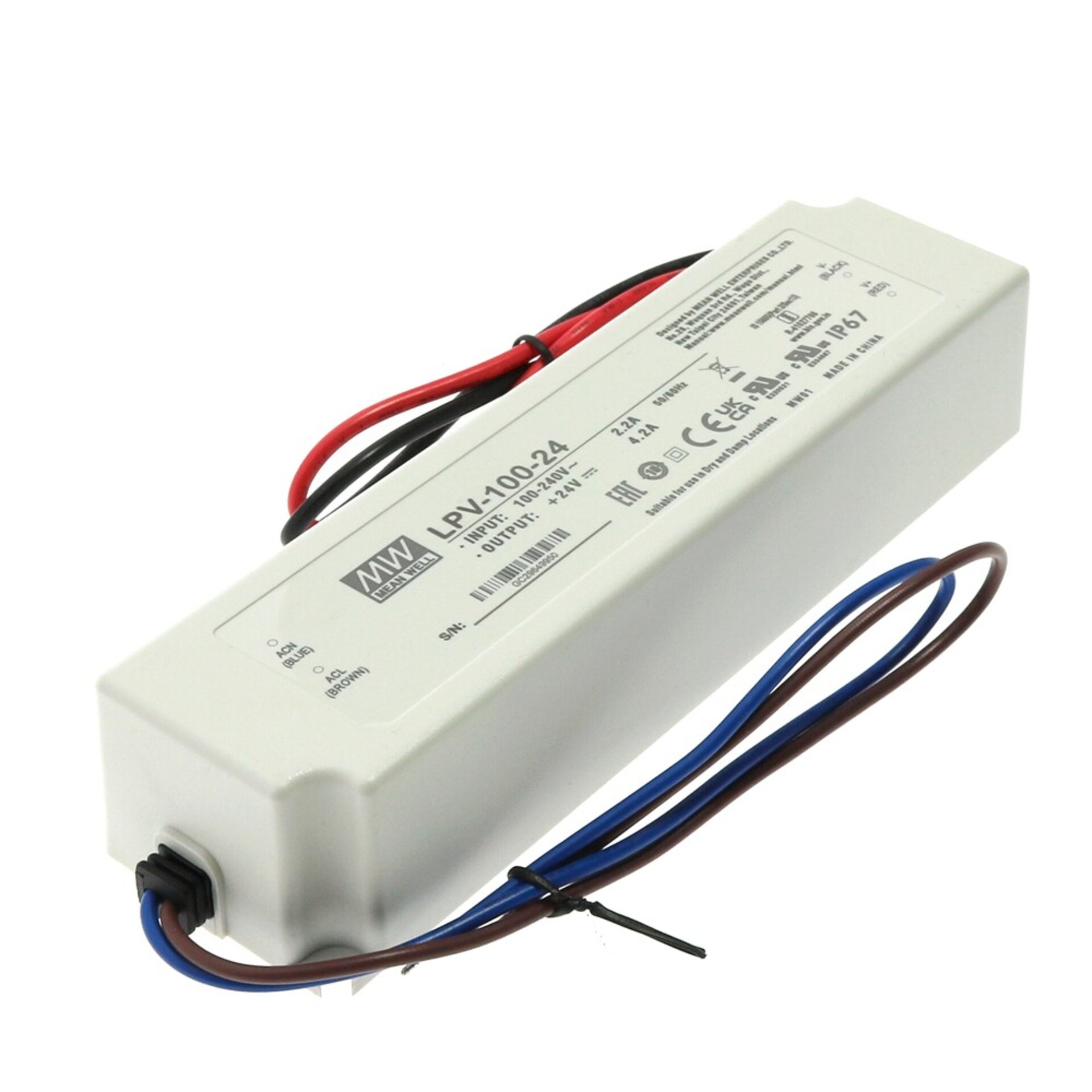 Fuente de alimentación para tiras LED Mean Well 100W 24VDC IP67 LPV-100-24 - 1