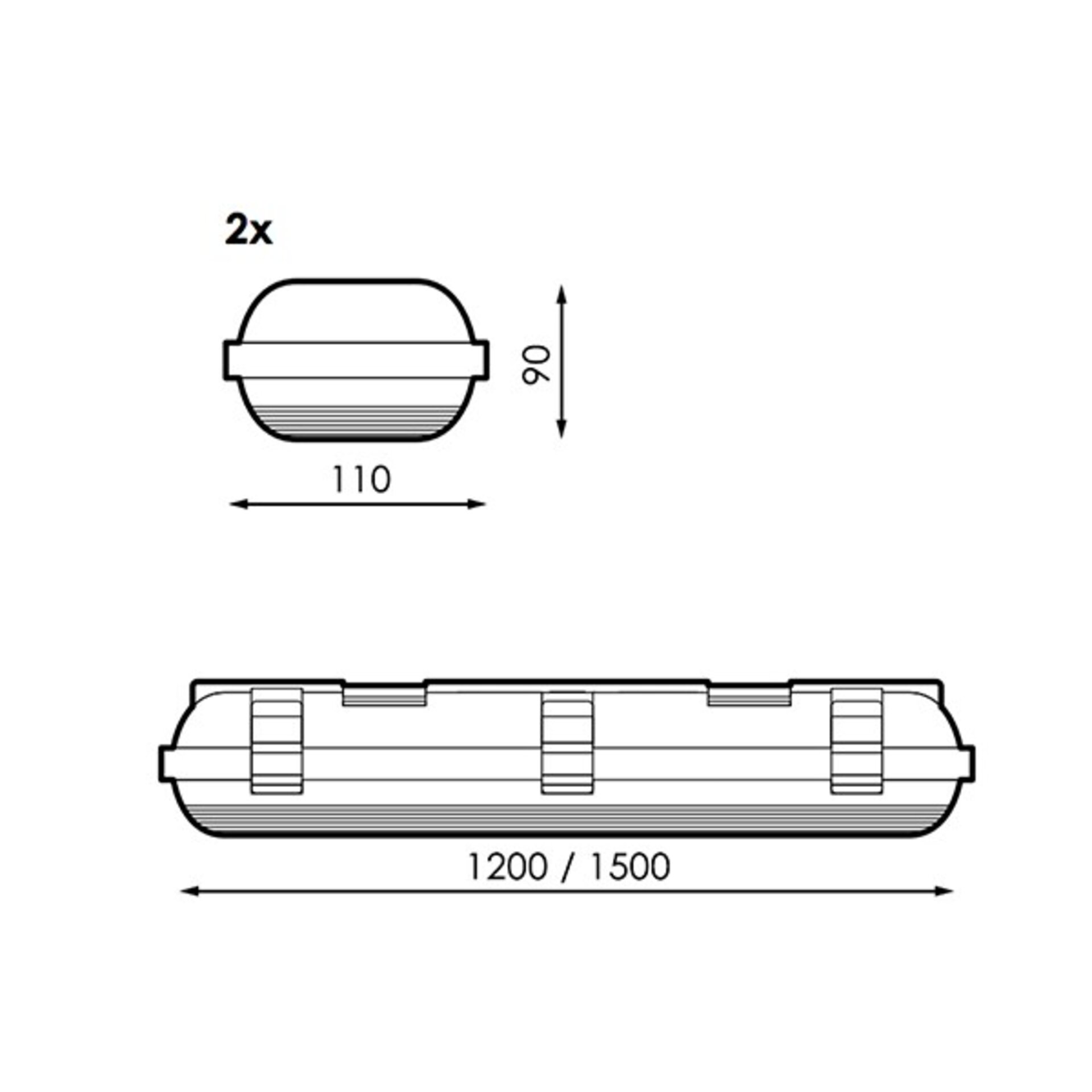Pantalla Estanca para dos tubo LED Platno 1500 mm - 2