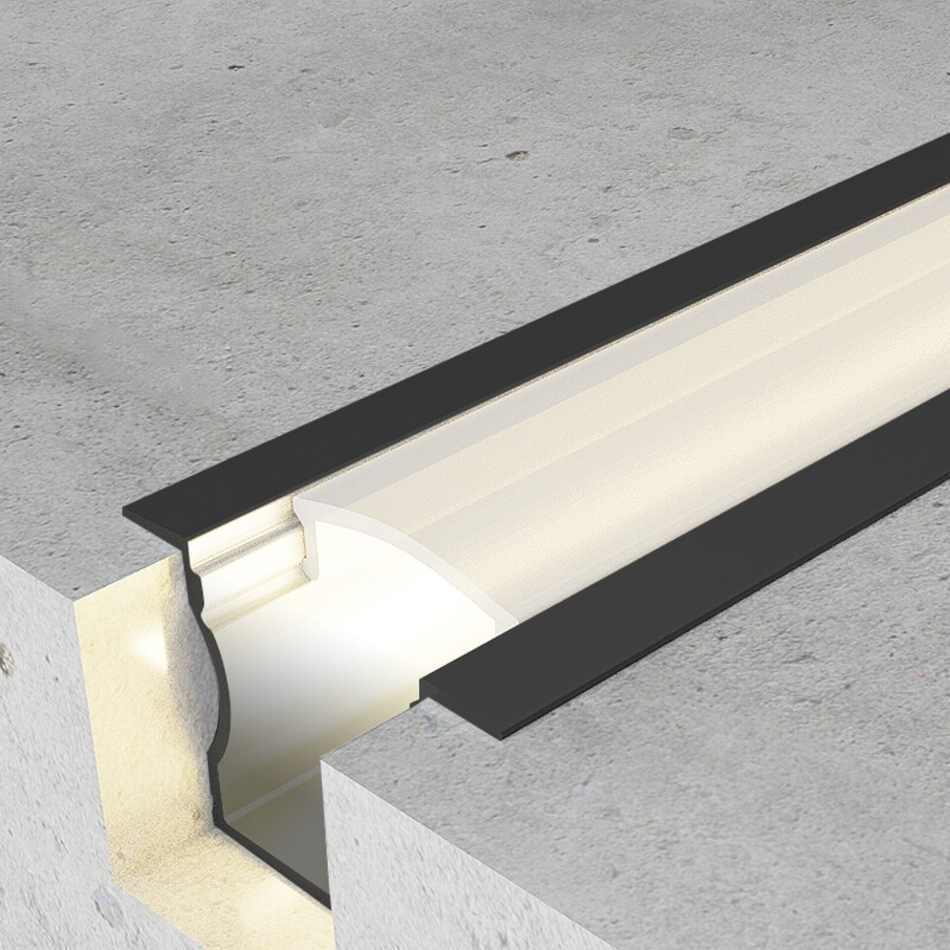 Perfil de aluminio High con alas Lacado Negro - 2 metros - 1