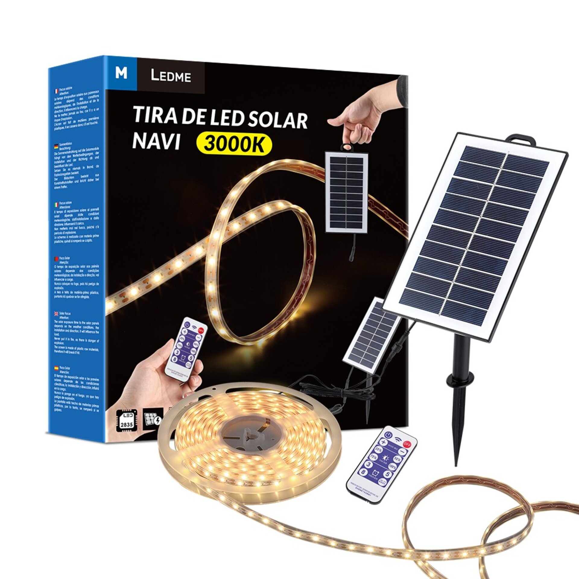 Pack Tira de Led Solar Smd2835 300L 3000K - 5 Metros - 1