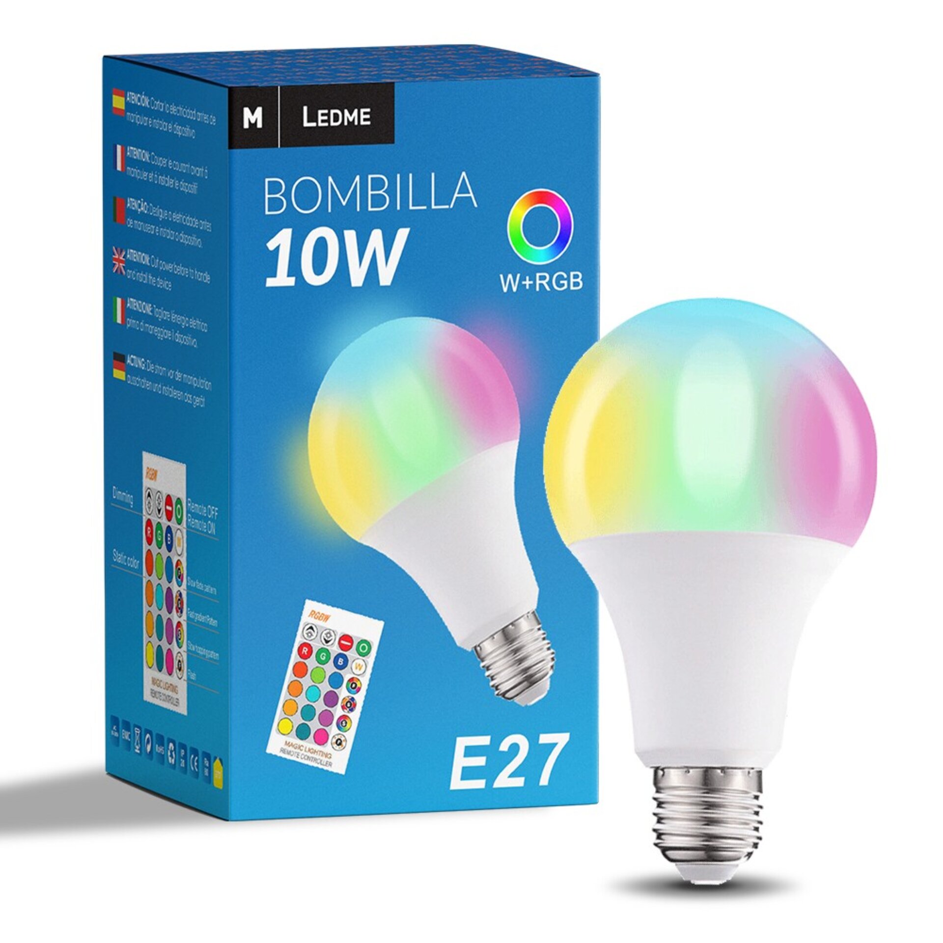 Bombilla LED Colours A60 E27 10W RGBW con Mando - 1
