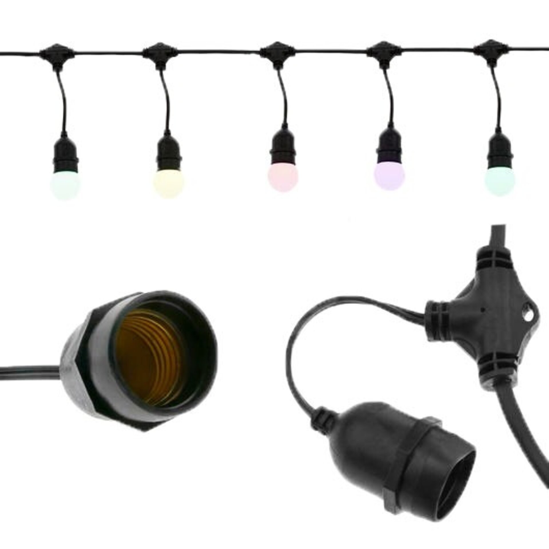 Guirnalda de 10 casquillos E27 Exterior IP65 cable ela©ctrico - 1