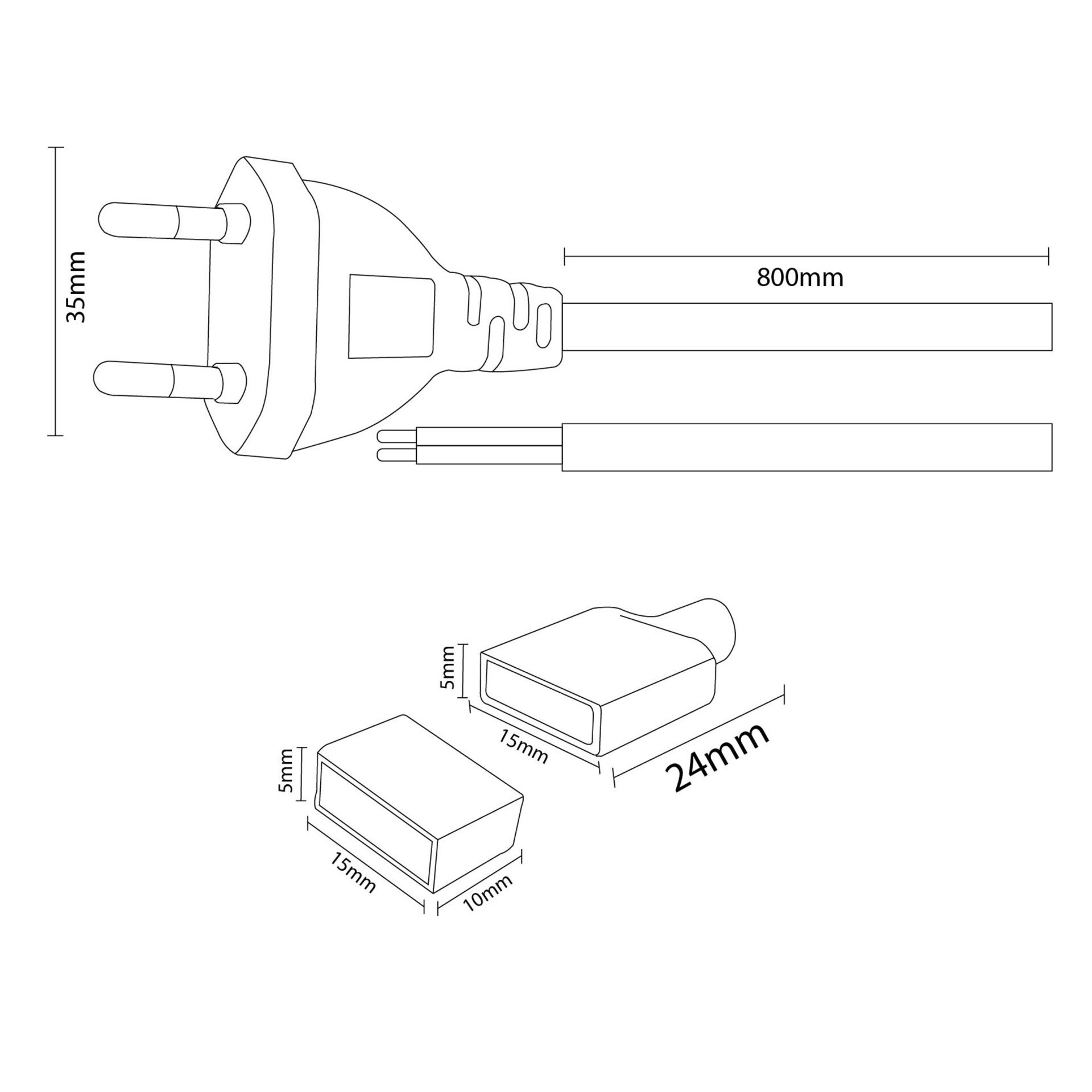 Cable Adaptador Para Tira Led 220Vac Bergamo - 2