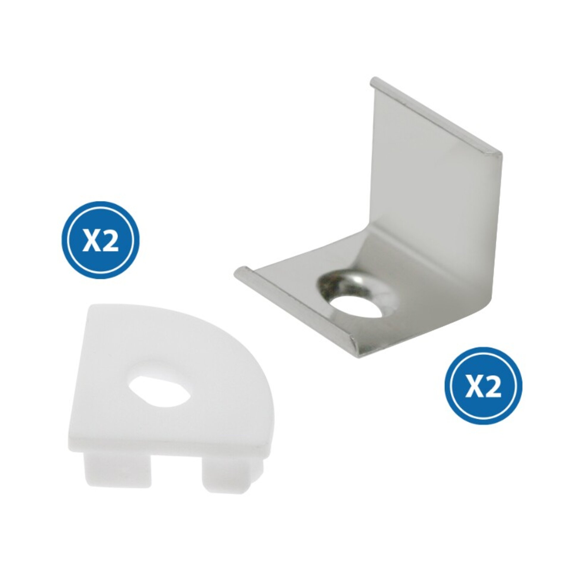 Pack 2 Tapones y 2 grapas para Perfil LM3715 - 1