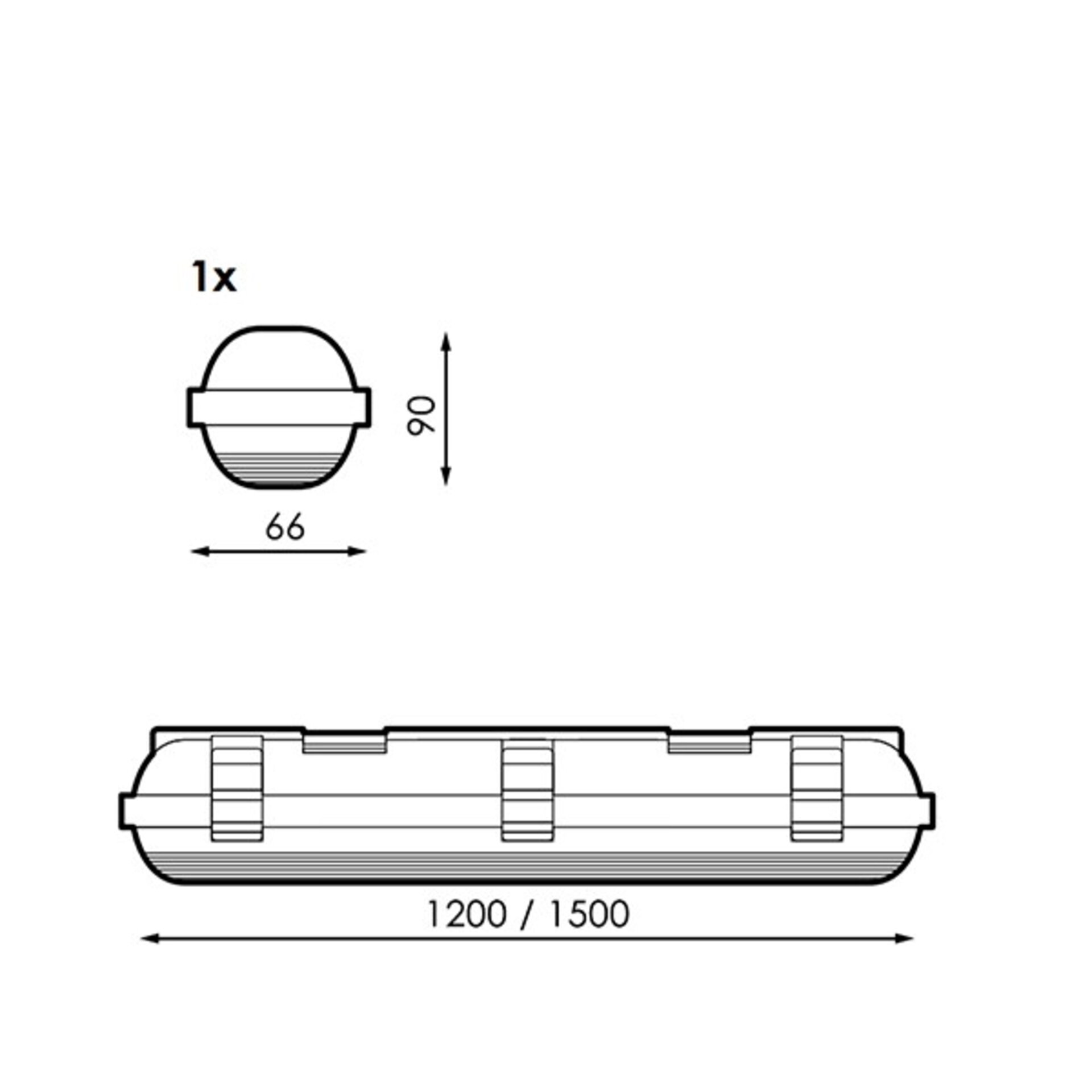 Pantalla Estanca para un tubo LED Platno 1500 mm - 2