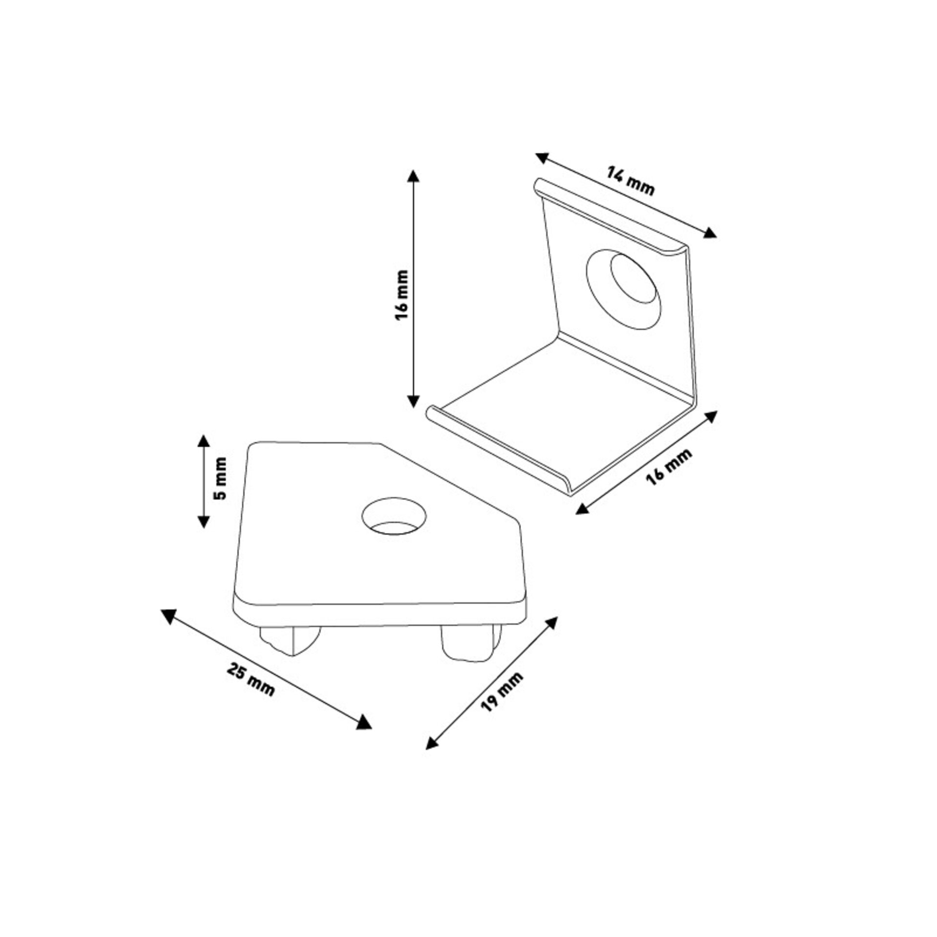 Pack 2 Tapones negros y 2 grapas para Perfil LM3726 - 2
