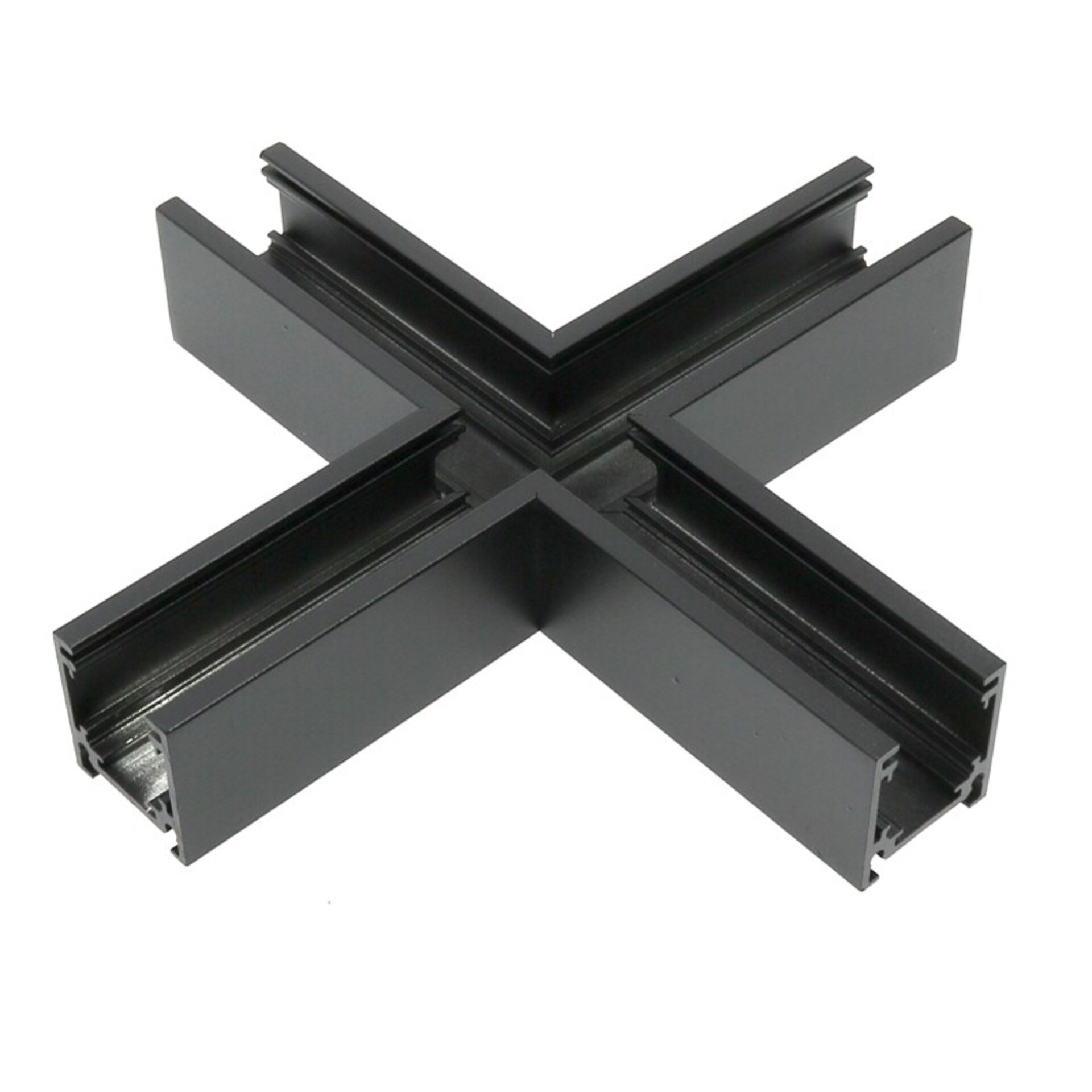 Union en X Horizontal para Carril magnético Serie 16mm  Negro - 1