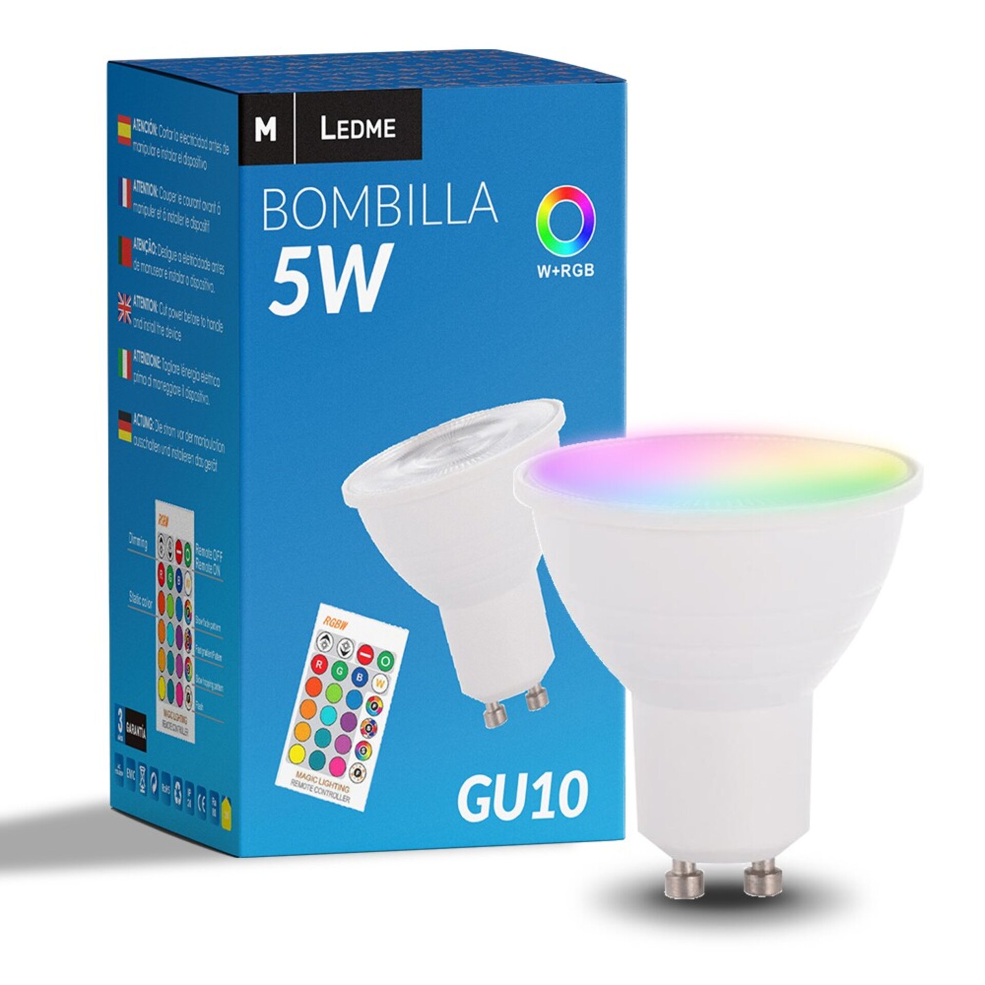 Bombilla LED Colours GU10 5W RGBW con Mando - 1