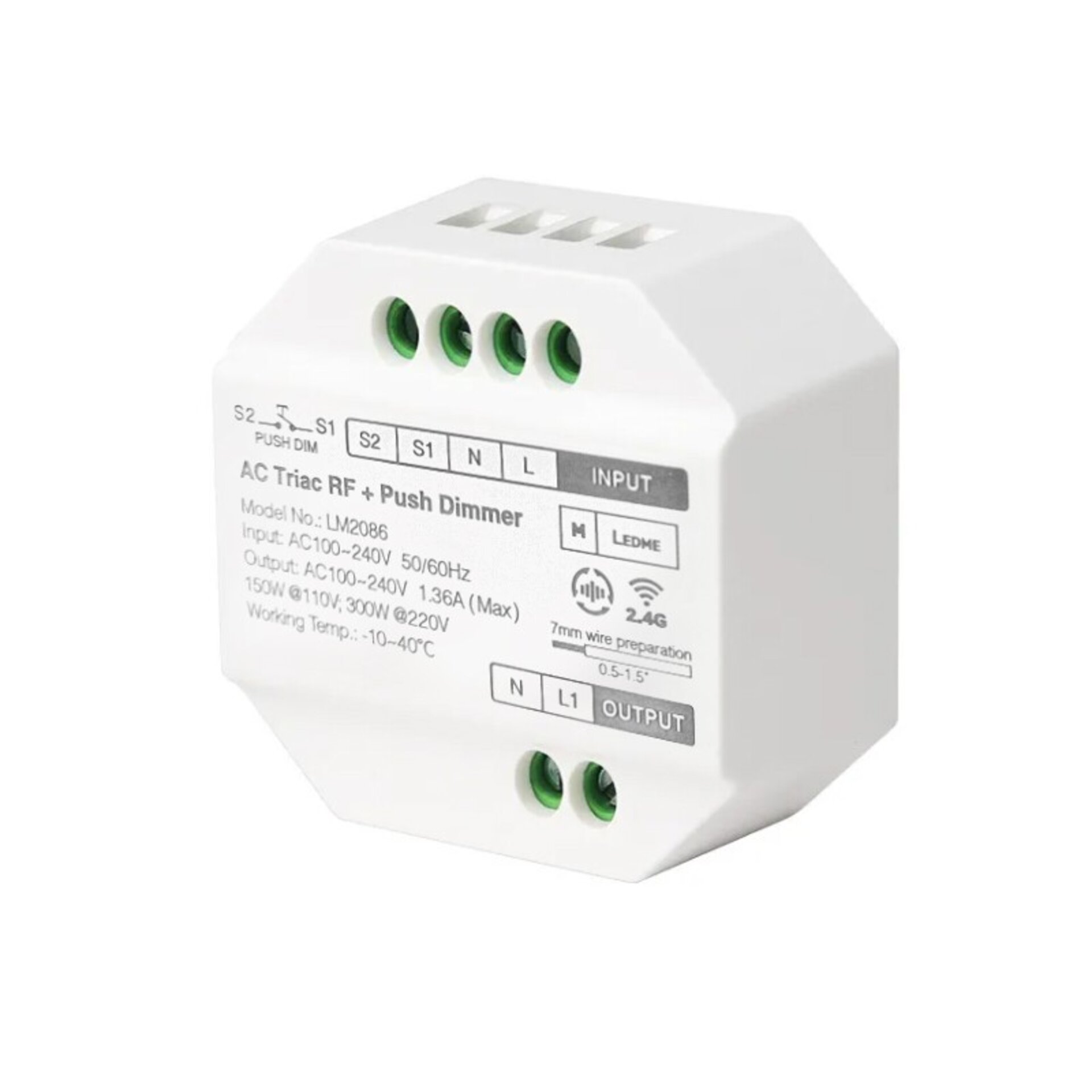 Regulador LED TRIAC RF Compatible con Pulsador - 1