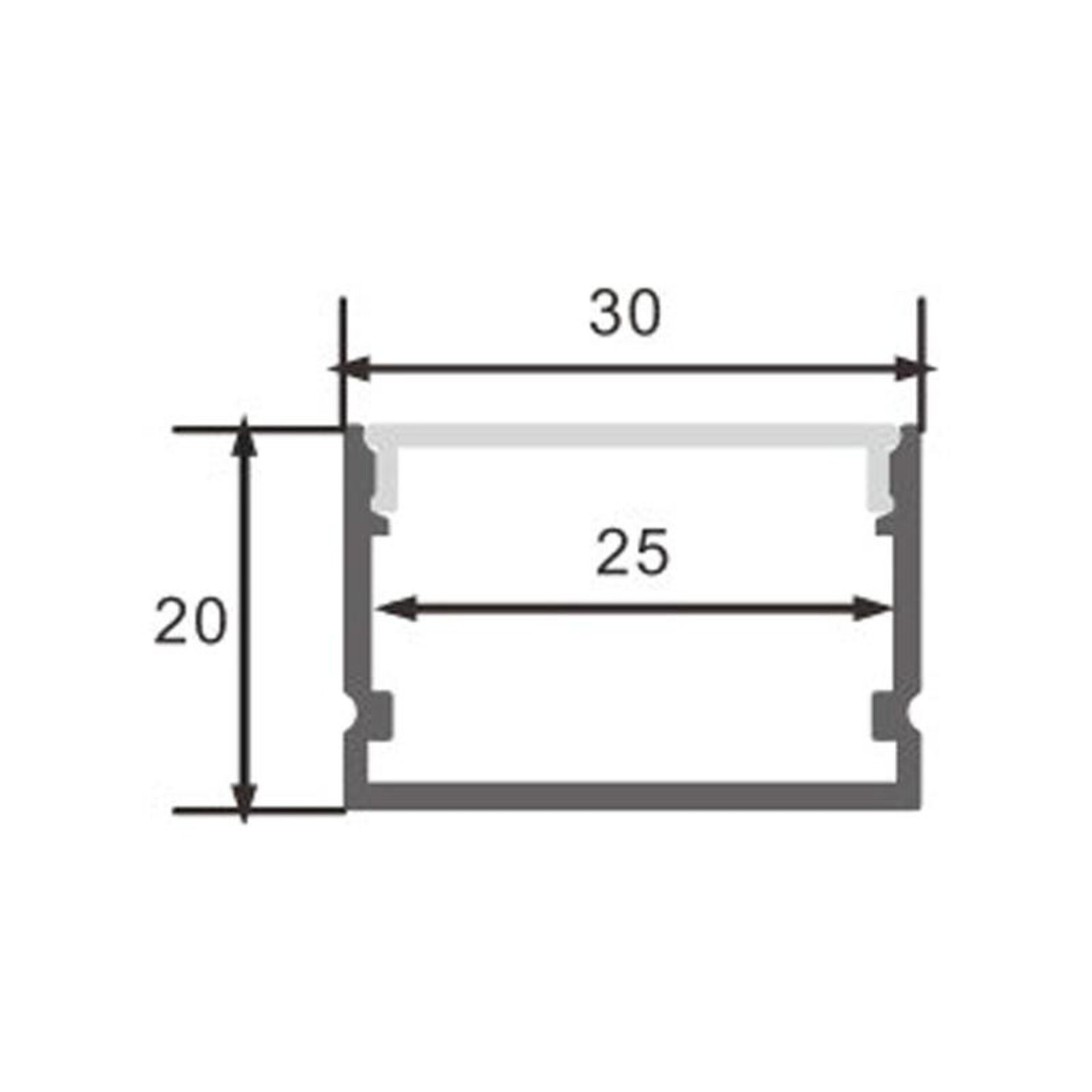 Perfil de aluminio Rok Lacado Negro - 2 metros - 2