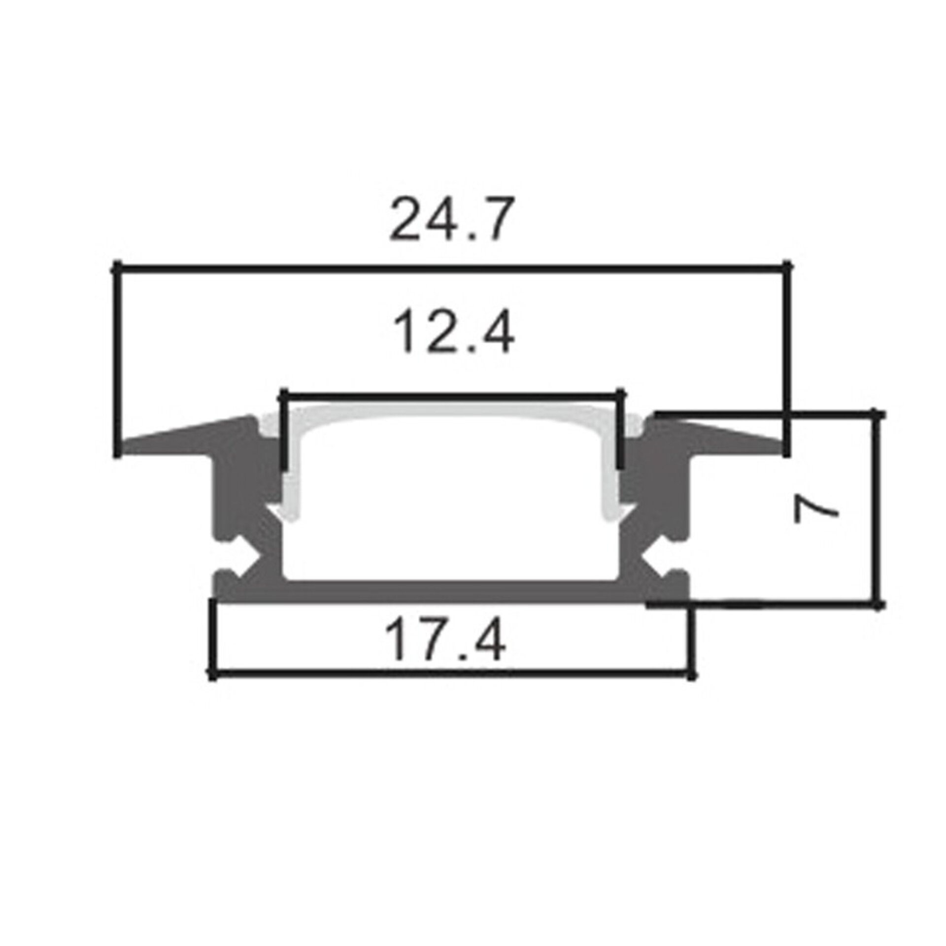 Perfil de aluminio Sub Lacado Blanco - 2 metros - 2