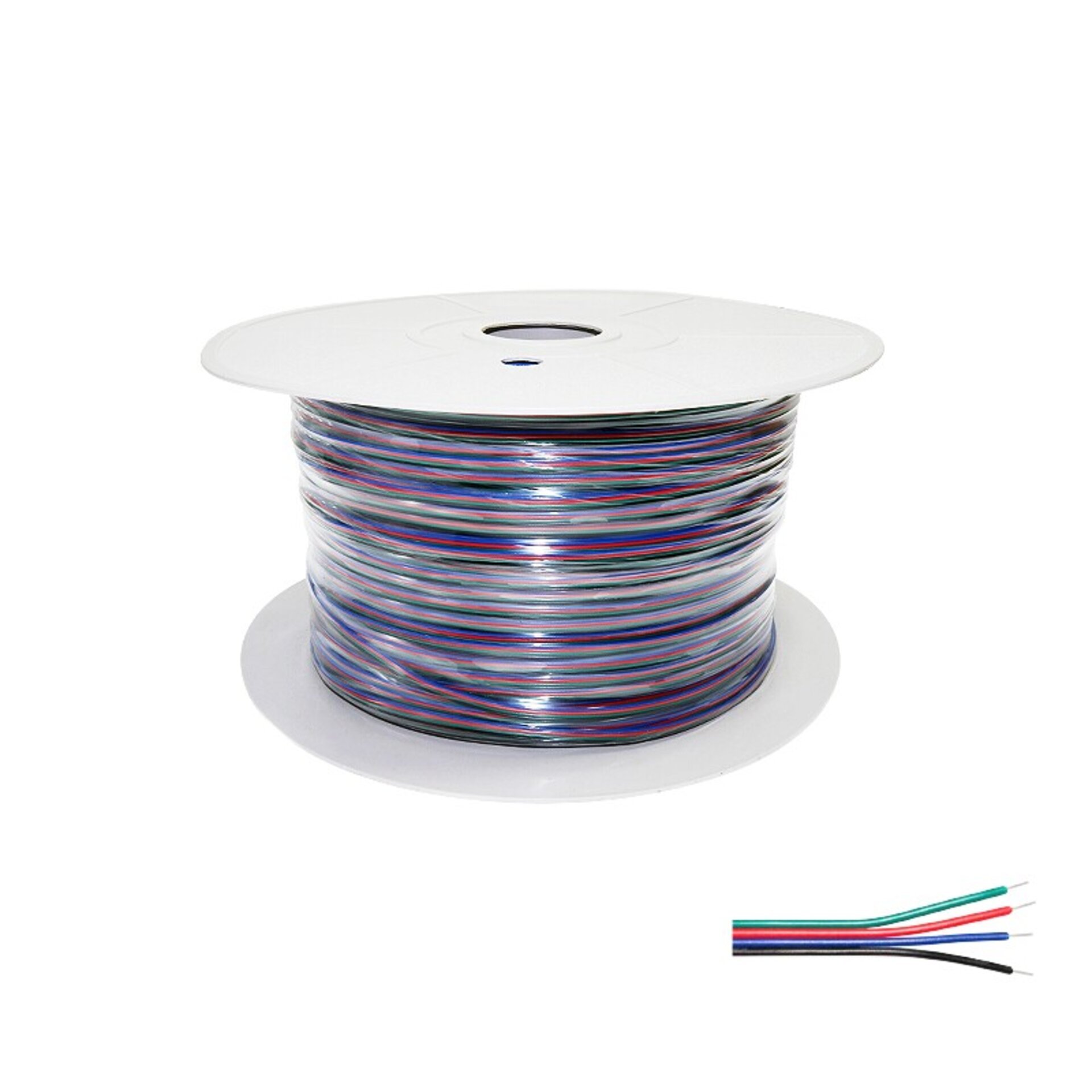Cable Eléctrico Plano Manguera 4x0.25mm² para Tiras LED RGB - 500 metros - 1