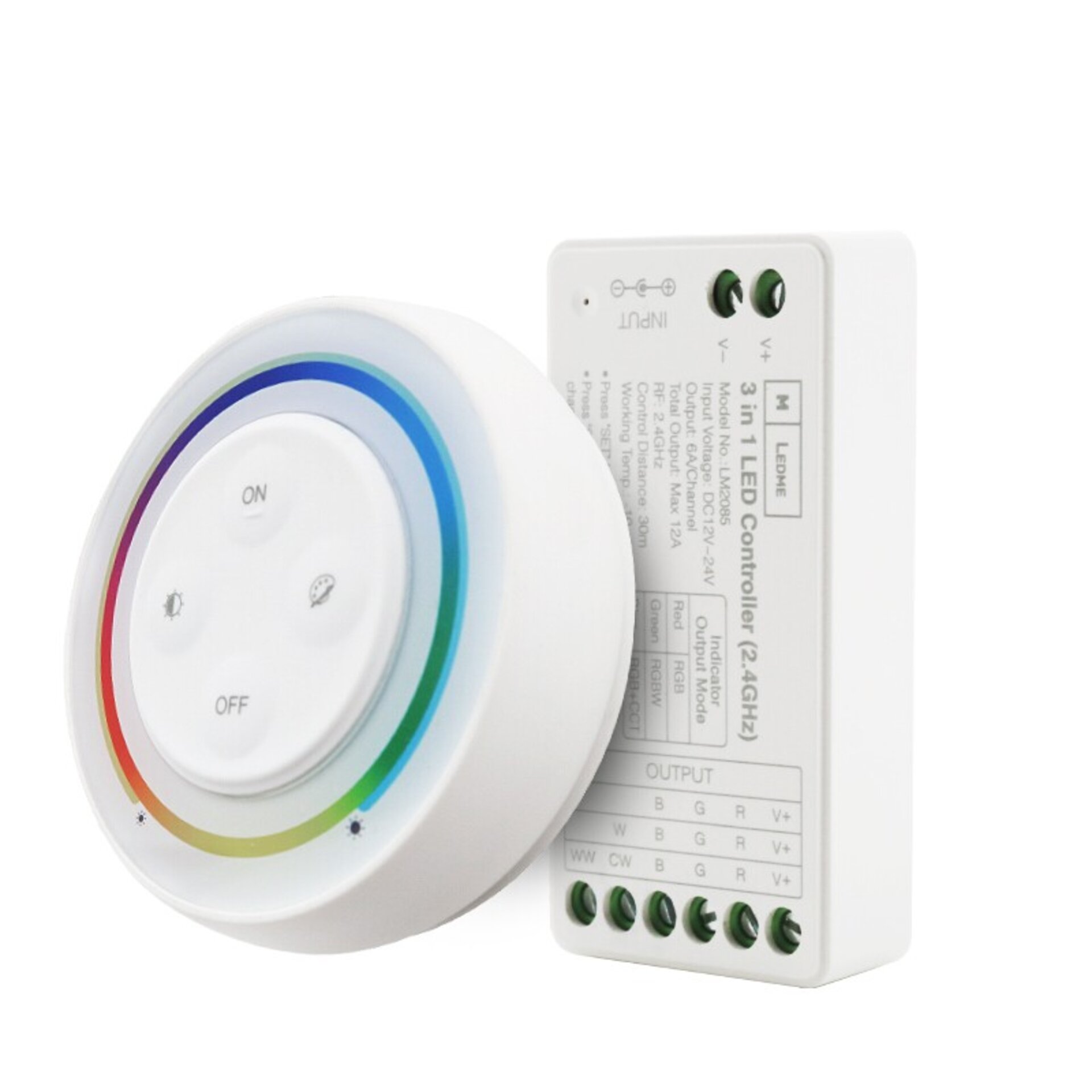 Controlador Regulador RGB+CCT 12/24V DC + Mando RF - 1
