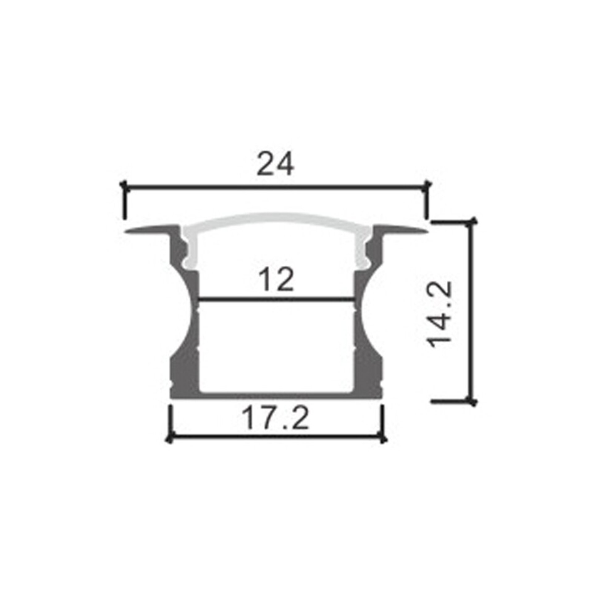 Perfil de aluminio High con alas Lacado Negro - 2 metros - 2